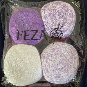 Purple and White Yarn Set for Gradient Baby Blanket- FEZA- 4 100g balls of yarn